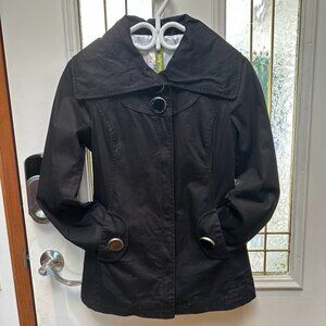 SOIA & KYO Black Bow Back Trench Jacket XS Designer Lightweight Coat